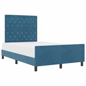 Postel s boxspringem s čelo Tmavě modrá 120 x 200 cm samet - obrázek 2
