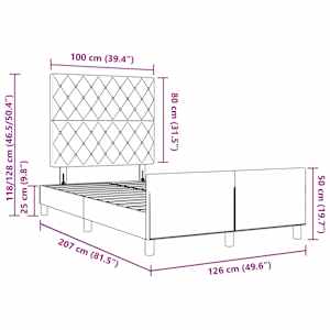 Postel s boxspringem s čelo Tmavě modrá 120 x 200 cm samet - obrázek 13