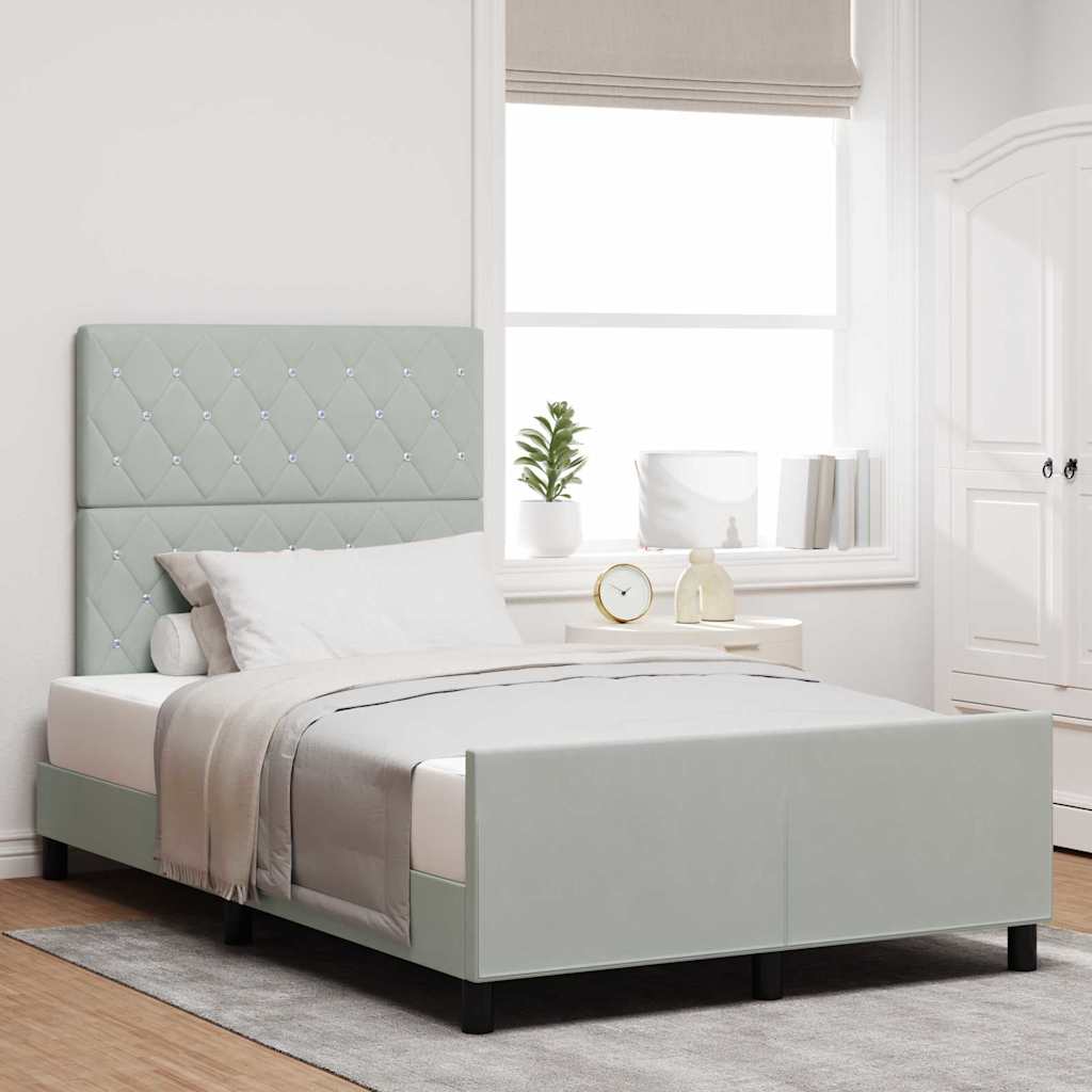 Estructura de cama terciopelo gris claro 120x200 cm
