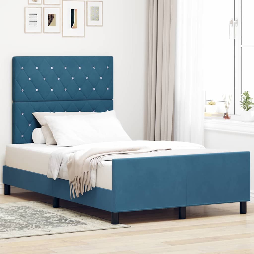 Cama vidaXL Azul Oscuro 120x200 cm Terciopelo