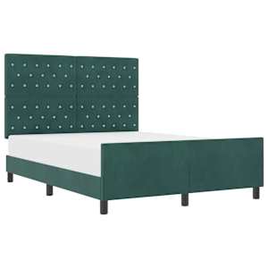 Postel s boxspringem s čelo Tmavě zelená 140 x 190 cm samet - obrázek 2