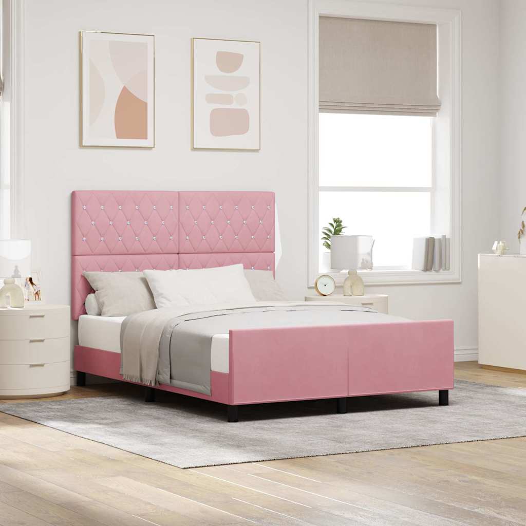 vidaXL Boxspringbett mit Kopfteil Rosa 140 x 190 cm Samt