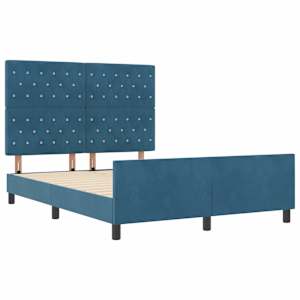 Postel s boxspringem s čelo Tmavě modrá 160 x 200 cm samet - obrázek 5