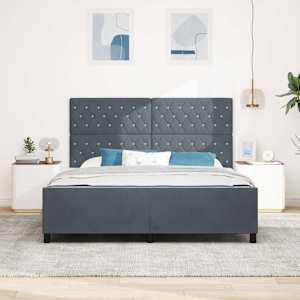 Postel s boxspringem s čelo Tmavě šedá 180 x 200 cm samet - obrázek 3