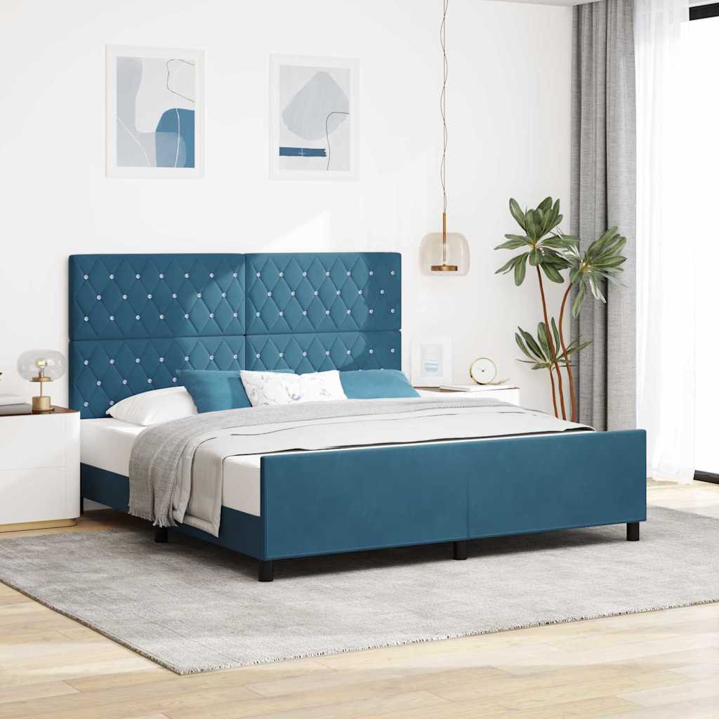 Tume Sinine Velvet Voodi Raam 180x200 cm