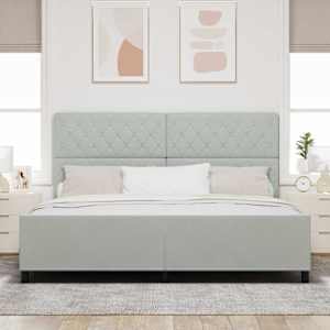 Postel s boxspringem s čelo Světle šedá 200 x 200 cm samet - obrázek 3