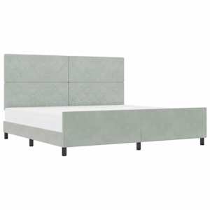 Postel s boxspringem s čelo Světle šedá 200 x 200 cm samet - obrázek 2