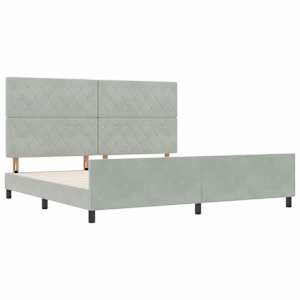 Postel s boxspringem s čelo Světle šedá 200 x 200 cm samet - obrázek 5
