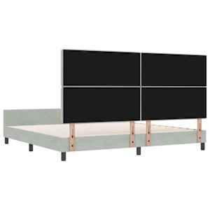 Postel s boxspringem s čelo Světle šedá 200 x 200 cm samet - obrázek 9