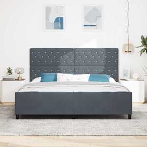 Postel s boxspringem s čelo Tmavě šedá 200 x 200 cm samet - obrázek 3
