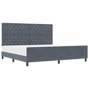 Postel s boxspringem s čelo Tmavě šedá 200 x 200 cm samet - obrázek 2