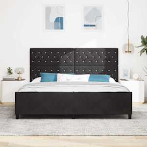 Postel s boxspringem s čelo Černá 200 x 200 cm samet - obrázek 3