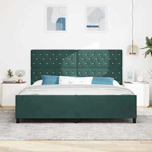 Postel s boxspringem s čelo Tmavě zelená 200 x 200 cm samet - obrázek 3