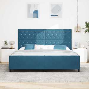 Postel s boxspringem s čelo Tmavě modrá 200 x 200 cm samet - obrázek 3