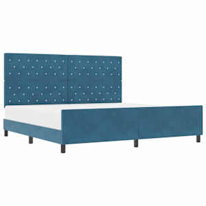 Postel s boxspringem s čelo Tmavě modrá 200 x 200 cm samet - obrázek 2