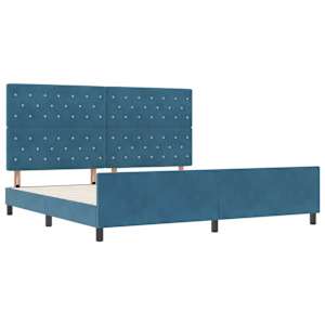 Postel s boxspringem s čelo Tmavě modrá 200 x 200 cm samet - obrázek 4
