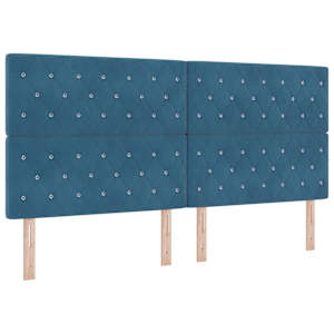 Postel s boxspringem s čelo Tmavě modrá 200 x 200 cm samet - obrázek 5