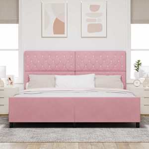 Postel s boxspringem s čelo Růžová 200 x 200 cm samet - obrázek 3