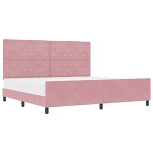 Postel s boxspringem s čelo Růžová 200 x 200 cm samet - obrázek 2