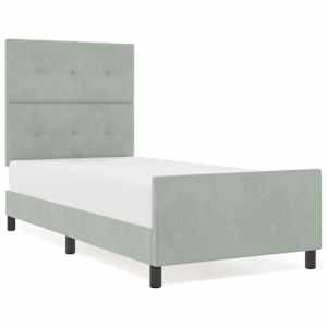 Postel s boxspringem s čelo Světle šedá 90 x 190 cm samet - obrázek 2