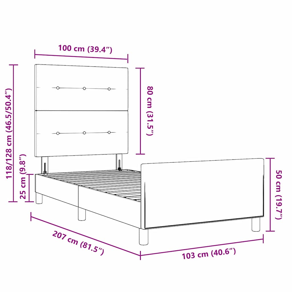 Postel s boxspringem s čelo Tmavě modrá 100 x 200 cm samet - obrázek 13
