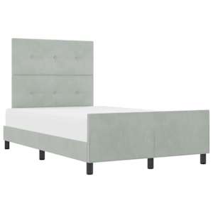 Postel s boxspringem s čelo Světle šedá 120 x 190 cm samet - obrázek 2