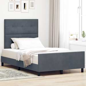 Postel s boxspringem s čelo Tmavě šedá 120 x 190 cm samet - obrázek 1
