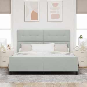 Postel s boxspringem s čelo Světle šedá 180 x 200 cm samet - obrázek 3