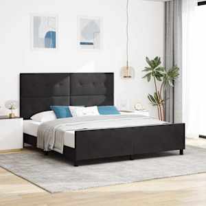 Postel s boxspringem s čelo Černá 180 x 200 cm samet - obrázek 1