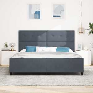 Postel s boxspringem s čelo Tmavě šedá 200 x 200 cm samet - obrázek 3