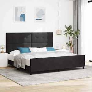 Postel s boxspringem s čelo Černá 200 x 200 cm samet - obrázek 1