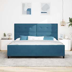 Postel s boxspringem s čelo Tmavě modrá 200 x 200 cm samet - obrázek 3