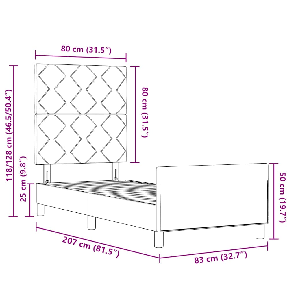 Postelja z vzmetnico z vzglavjem Svetlo siva 80 x 200 cm Žamet