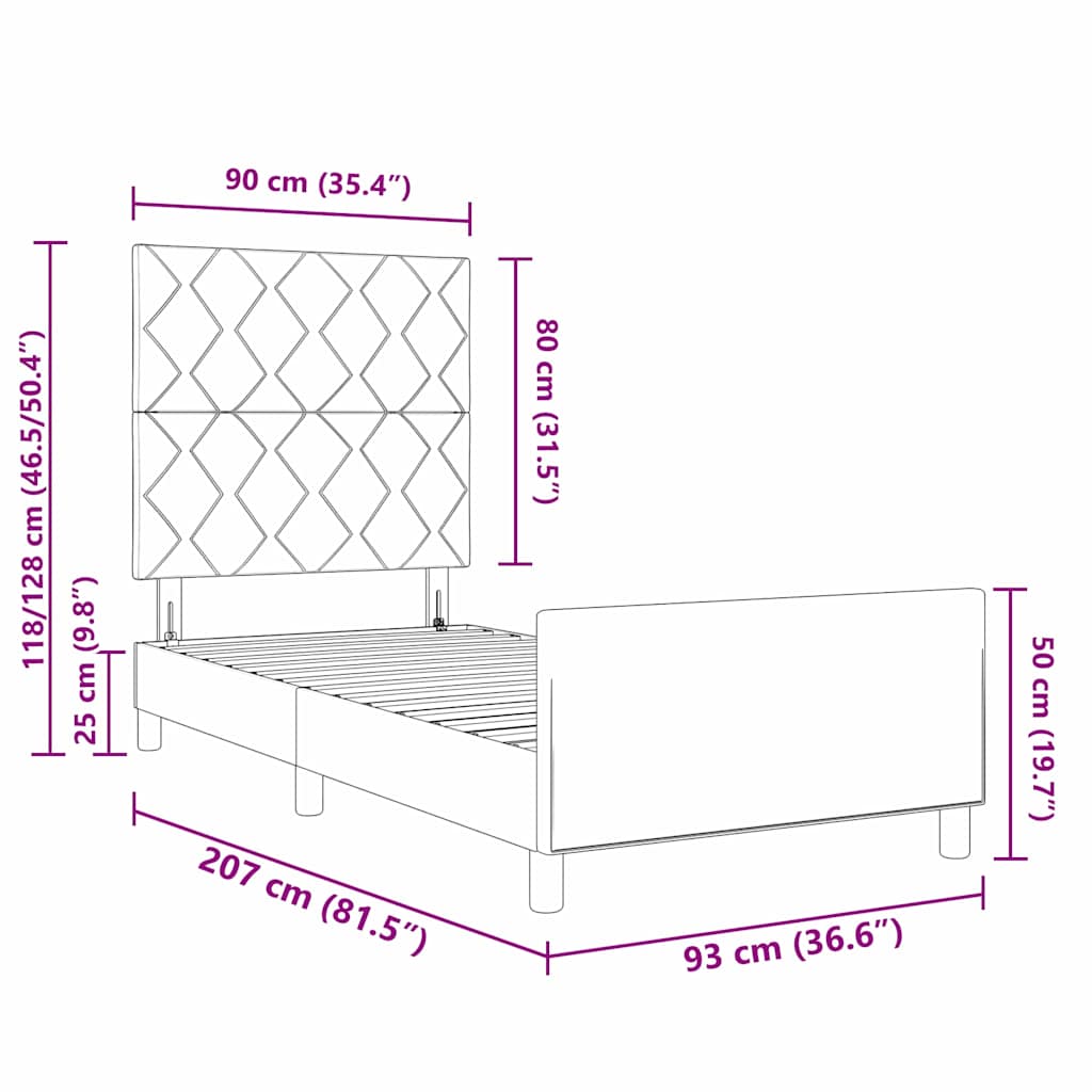 Postel s boxspringem s čelo Tmavě modrá 90 x 200 cm samet - obrázek 13