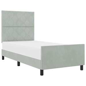 Postel s boxspringem s čelo Světle šedá 100 x 200 cm samet - obrázek 2