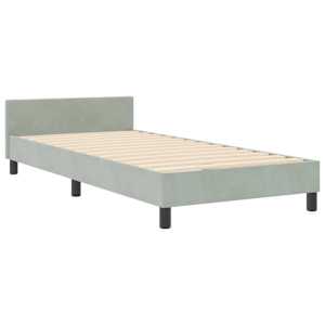 Postel s boxspringem s čelo Světle šedá 100 x 200 cm samet - obrázek 4
