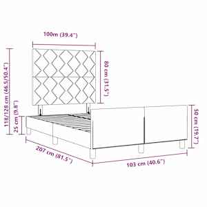 Postel s boxspringem s čelo Světle šedá 100 x 200 cm samet - obrázek 13