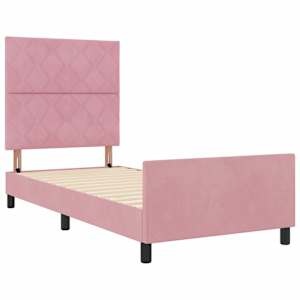 Postel s boxspringem s čelo Růžová 100 x 200 cm samet - obrázek 5