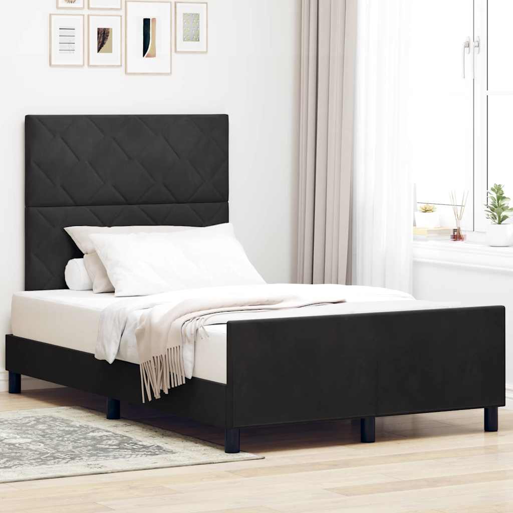 Voodi Raam Must 120x190 cm Samet
