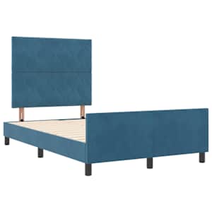 Postel s boxspringem s čelo Tmavě modrá 120 x 200 cm samet - obrázek 5
