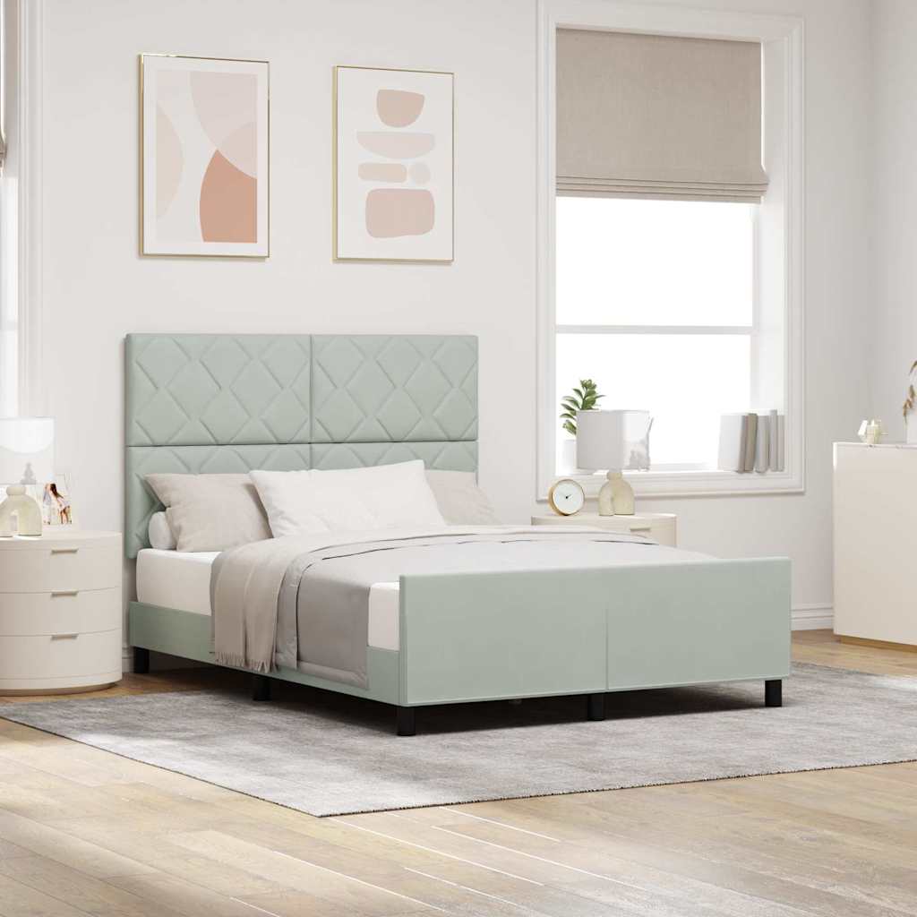 Estructura de cama terciopelo gris claro 140x190 cm