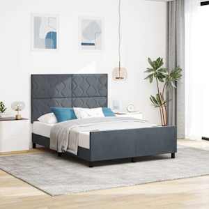 Postel s boxspringem s čelo Tmavě šedá 140 x 190 cm samet - obrázek 1