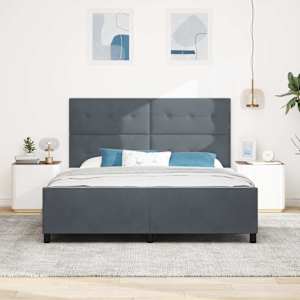 Postel s boxspringem s čelo Tmavě šedá 180 x 200 cm samet - obrázek 3