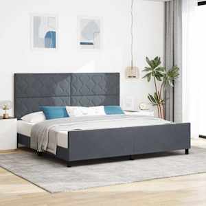 Postel s boxspringem s čelo Tmavě šedá 200 x 200 cm samet - obrázek 1