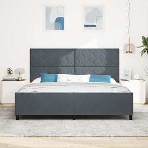 Postel s boxspringem s čelo Tmavě šedá 200 x 200 cm samet - obrázek 3