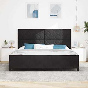 Postel s boxspringem s čelo Černá 200 x 200 cm samet - obrázek 3