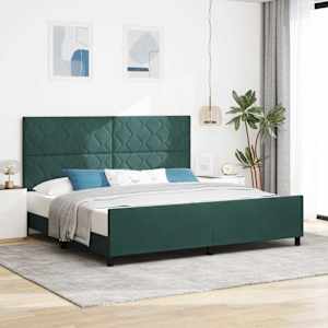Postel s boxspringem s čelo Tmavě zelená 200 x 200 cm samet - obrázek 1