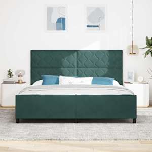 Postel s boxspringem s čelo Tmavě zelená 200 x 200 cm samet - obrázek 3