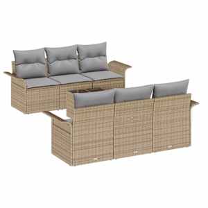 Sada zahradních pohovek 7 pcs Beige a šedá polyratan - obrázek 2