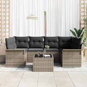 Sada zahradních pohovek 7 pcs Šedá 55 x 55 x 37 cm polyratan - obrázek 3